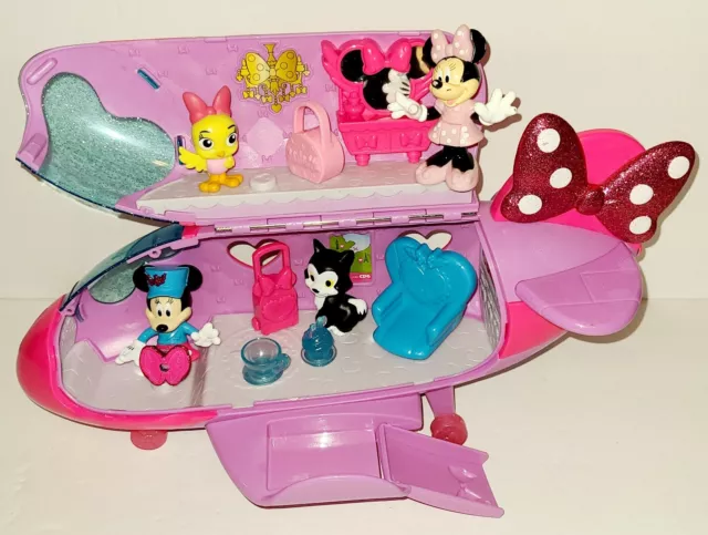 Disney Jr Just Play Minnie Bow-Liner Jet Airplane Playset Incomplete W Extras