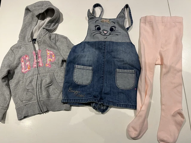 Girls Bundle Gap Cardigan Top Pink Tights Shorts Dungarees Dress  4-5 Years Vgc