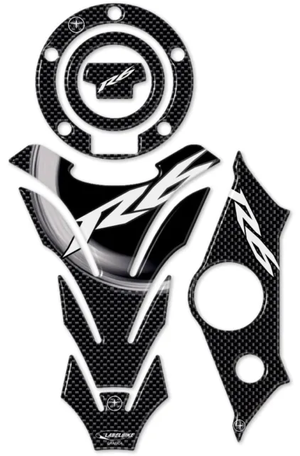 Sticker Set Im Gel 3D Kompatibel für Motorrad Yamaha R6 2003 - 2004 Carbon-Look