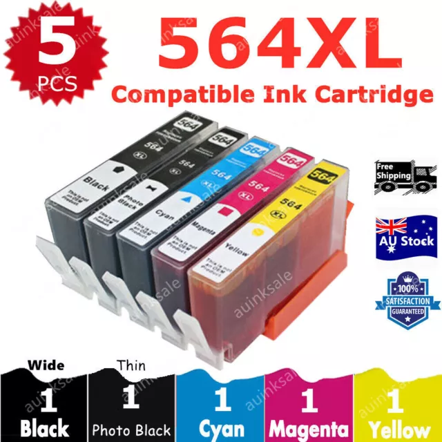 5x Non-OEM Hp564xl 564xl Ink Cartridges For Hp 5520 6520 3520 7520 4620 564