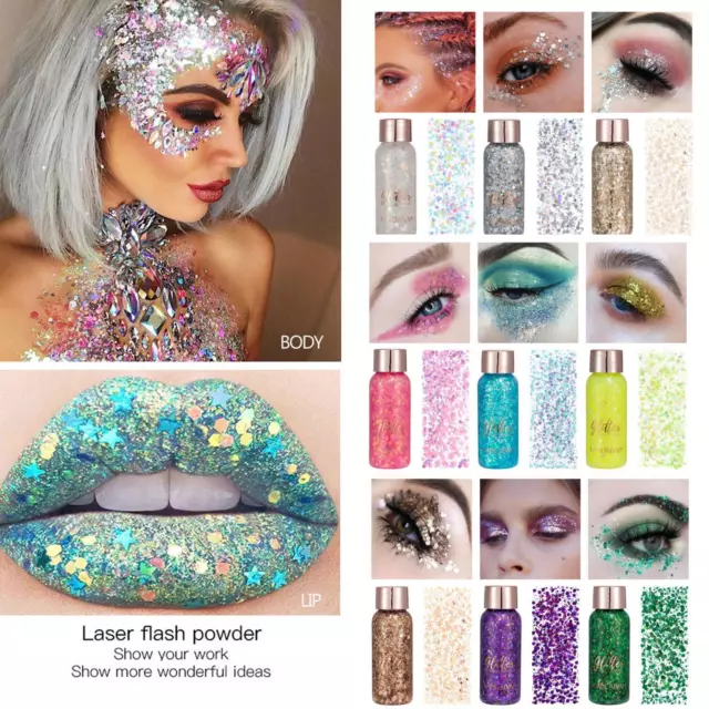 Eye Glitter Nail Hair Body Glitter Gel Art Flash Heart Cream^ Loose Sequins M2N4