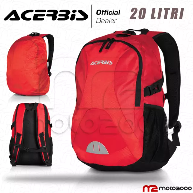 Zaino Moto Scooter Escursionismo Rosso / Nero Acerbis Profile Backpack 20 Litri