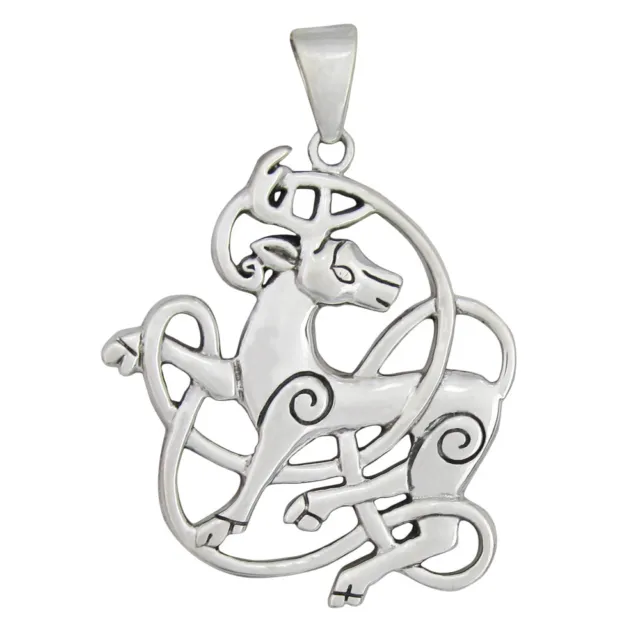 Sterling Silver Celtic Knot Stag Pendant Dryad Design Knotwork Deer Jewelry