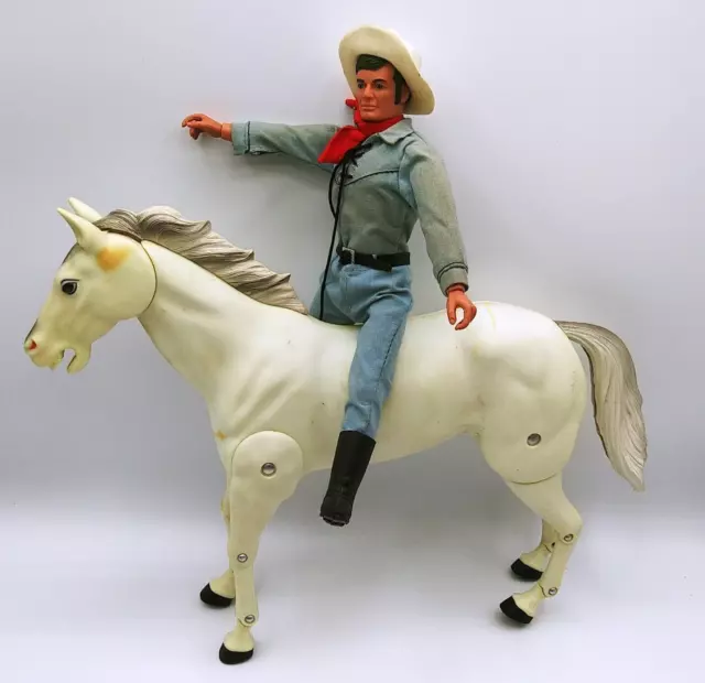 Gabriel The Lone Ranger and Horse Silver with 8-way Action Saddle set  READ 3