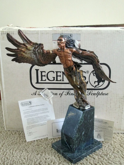 Legends Sculpture Vision Quest Warrior Eagle Medina SIGNED Twice Box COA