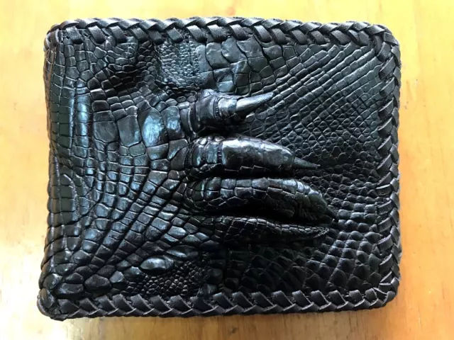 Brown Genuine Crocodile Alligator Leg Skin Leather Mens Bifold Wallet