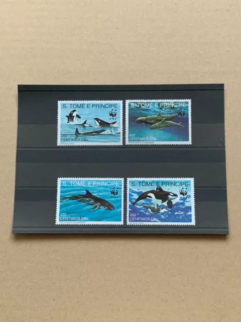 Sao Tome & Principe Killer False Whale WWF 1992 Mint MNH Stamp Set + Stock Card