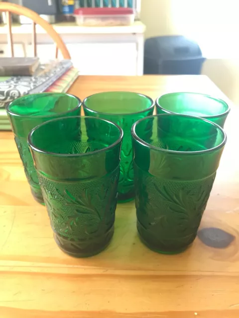 Vintage Forest Green Oatmeal Juice Glasses