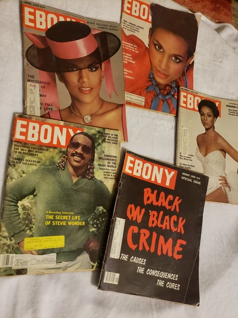 5 Vintage Magazines, Ebony, Some Wear, large magazines. Stevie Wonder