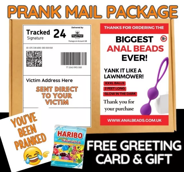 Prank Funny BIGGEST ANA L BEA  DS!Prank Mail Postal Package Adult Joke Birthday