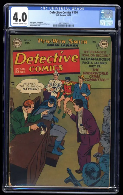 Detective Comics #176 CGC VG 4.0 Off White to White Golden Age Batman!