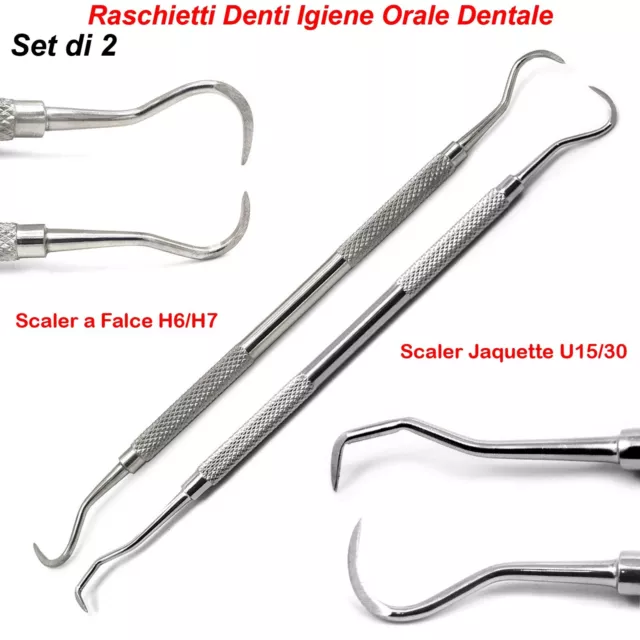 Dentale Scaler Raschietto Denti Pulizia Orale Igiene Rimozione Tartaro Falce 2pz