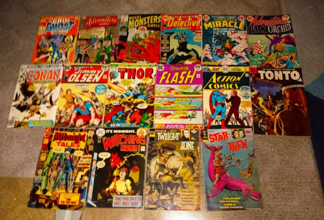 Vintage Comic Book Lot of 16 COMICS MIXED DC ,MARVEL DELL, AND MORE