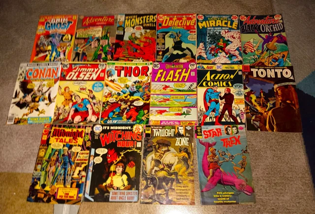 Vintage Comic Book Lot of 16 COMICS MIXED DC ,MARVEL DELL, AND MORE