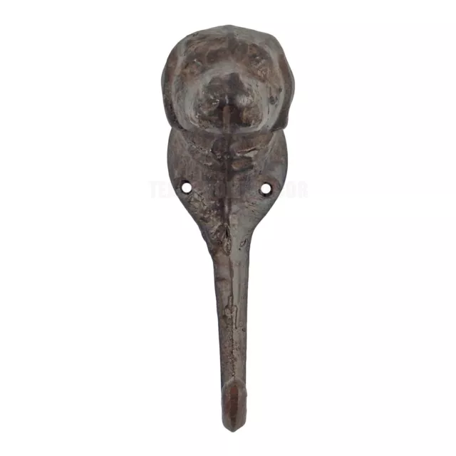 Dog Head Wall Hook Cast Iron Key Towel Coat Leash Hanger Antique Rustic Brown 3