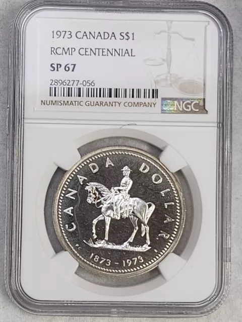 1973 Canada $1 dollar RCMP Centennial Silver coin NGC Rated SP 67