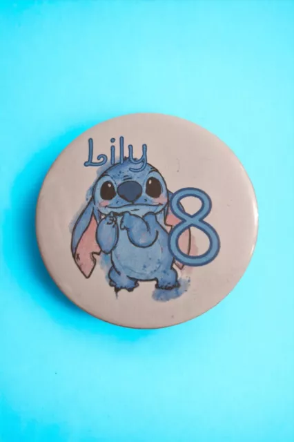 Personalised Birthday Party Badge Disney Lilo & Stitch Boys Girls 58mm NEW