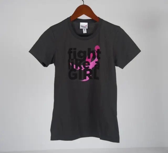 Breast Cancer Ribbon Fight Like a Girl Athletic T-Shirt Sz M