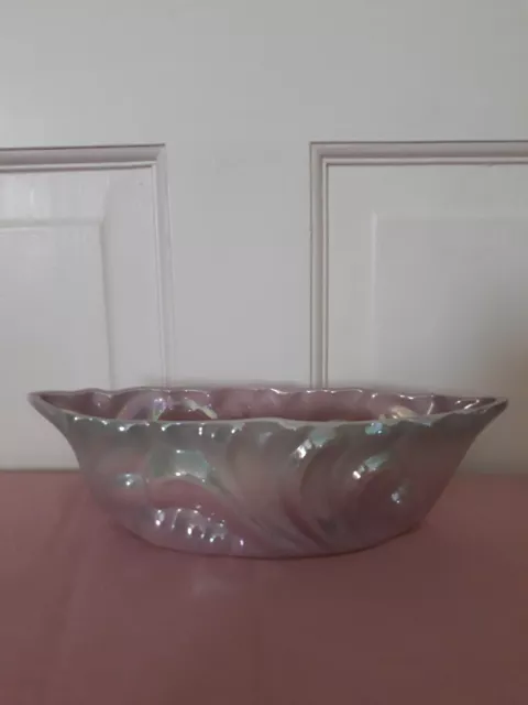 Vintage Pates Potteries Sydney Australia Lustre Ware Small Pink Trough Boat Vase