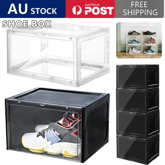 Premium Shoe Box Sneaker Display Storage Case Clear Plastic Boxes Side Stackable