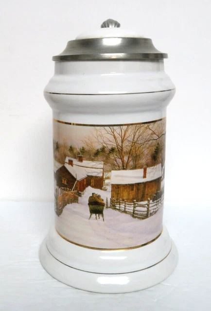 1997 Happy Holidays Back Home Again lidded stein