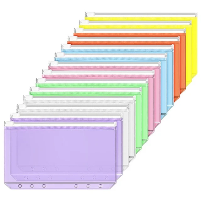 14 PièCes Pochettes de Reliure A6 Taille 6 Trous Reliure à GlissièRe Dossiers E8