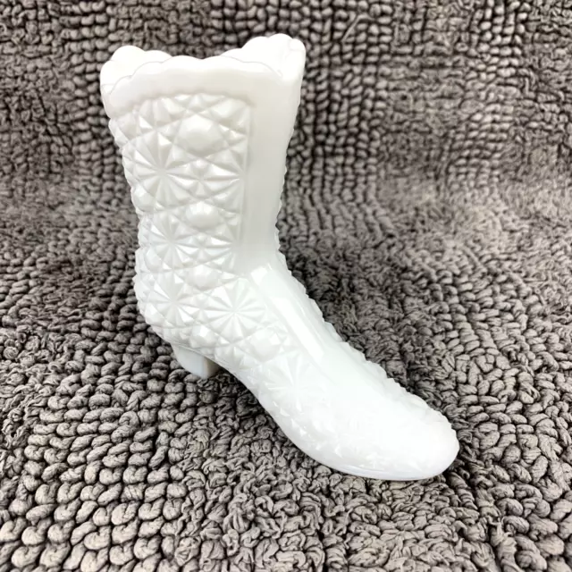 Fenton Milk Glass Daisy Button Boot Vintage - White Milk Glass Shoe