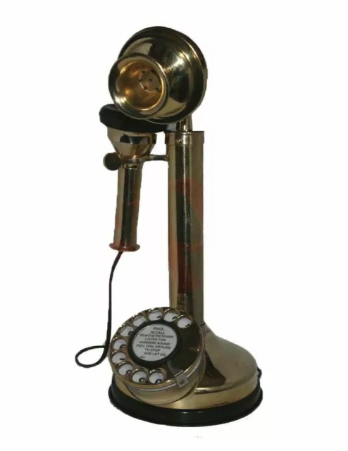 Vintage Ancien Bougie Bâton Laiton Téléphone Antique Tôt 20th Siècle