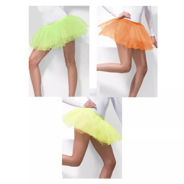 Ladies Neon Tutu Underskirt 4 Layers 30cm Long Rave Fancy Dress Disco 80s Party