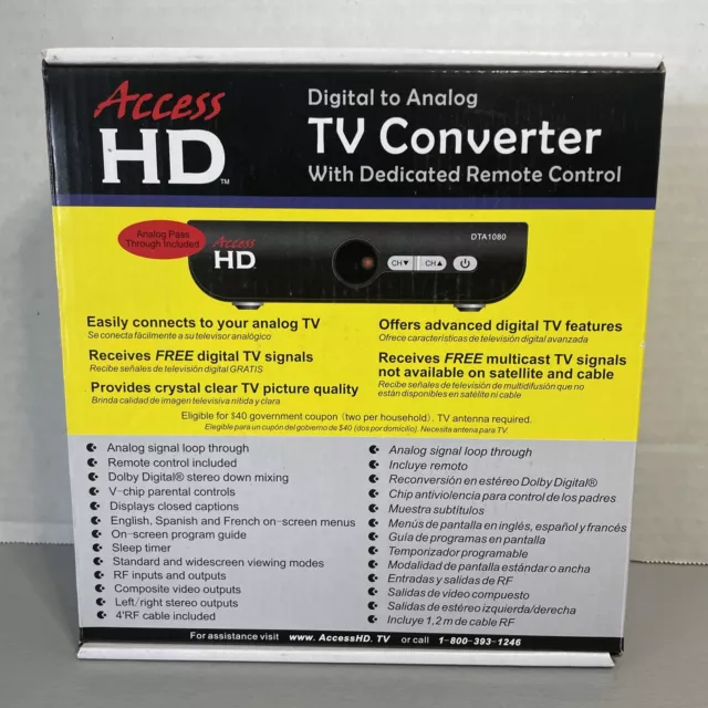 Access HD Digital to Analog TV Converter w/ Dedicated Remote Control DTA1080D