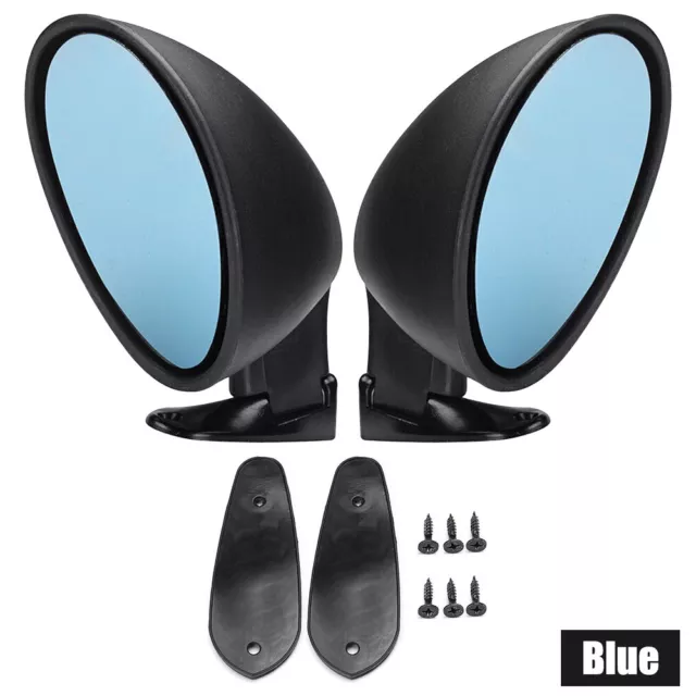 A Pair Universal Car Classic Retro Door Wing Side Mirror Rearview Rat Rod Blue