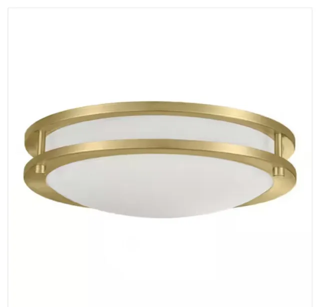 Hampton Bay Flaxmere 12 in. Brushed Gold Dimmable LED Flush Mount Ceiling Light