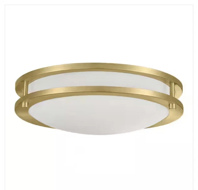 Hampton Bay Flaxmere 12 in. Brushed Gold Dimmable LED Flush Mount Ceiling Light