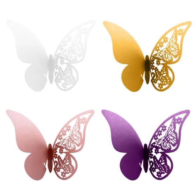 Butterfly Wedding Name Place Cards For Wine Glass Laser Cut Pearlescent Cards