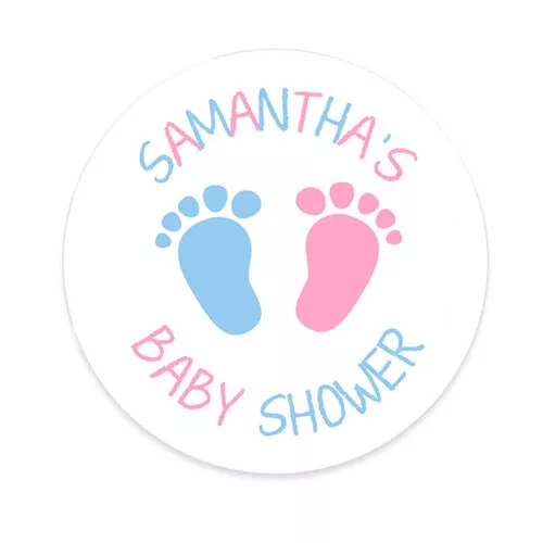 PERSONALISED Baby Shower Feet Footprint Gender Reveal Party Stickers Labels