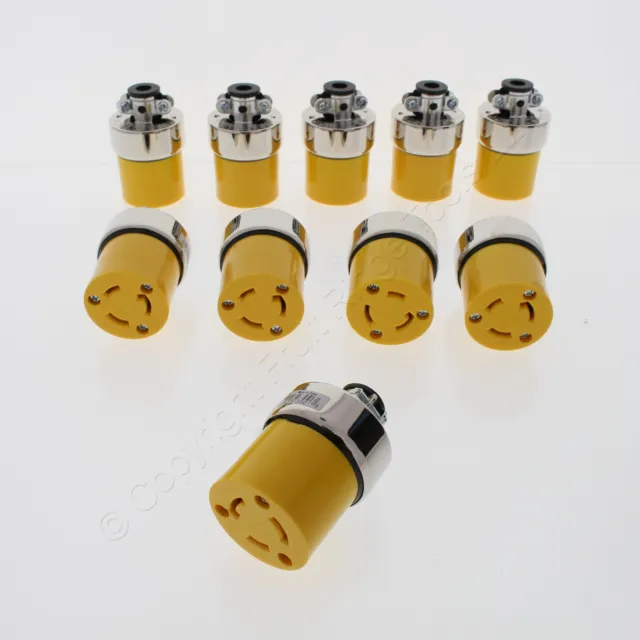 10 conectores blindados amarillos Cooper L10-20 20A 125/250V 3 polos 3 cables 2355