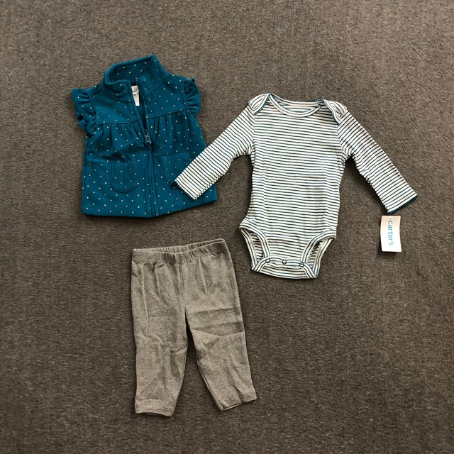 CARTERS Baby 3 Piece Set 6 Months Dress/Pants/Bodysuit Multicolor Assorted NWT