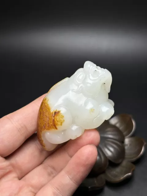Chinese Exquisite Handmade Brave Troops carving Hetian Jade Statue