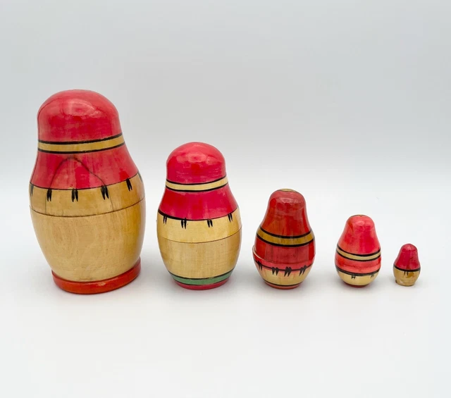 Vintage Matroschka 5er Set Russische Holzpuppen Babuschka UDSSR Puppen RAR #506 4