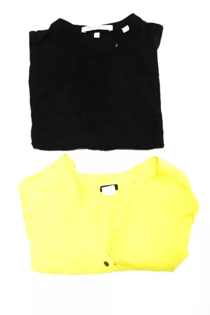 Bella Luxx J Crew Womens Cotton V-Neck Sleeveless Blouse Black Yellow Size M L L