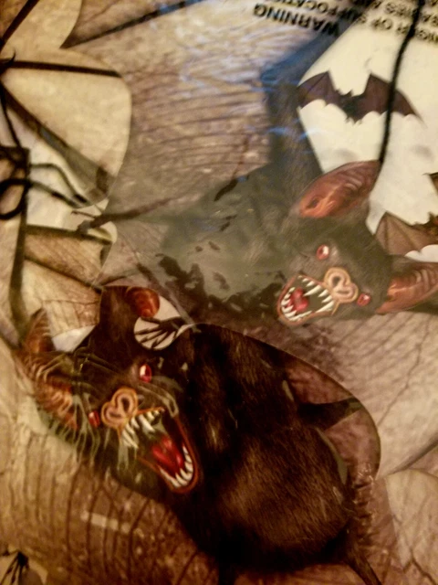 #4 2Vtg Style Beistle Hanging Bats🦇! 1Moon+Bats Mobile+Bat Whirls🦇Scary Bats!
