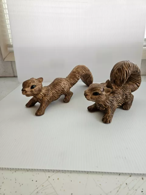 VTG ARNELS Ceramic Textured Brown Squirrel Figurines Set Of 2 super condition