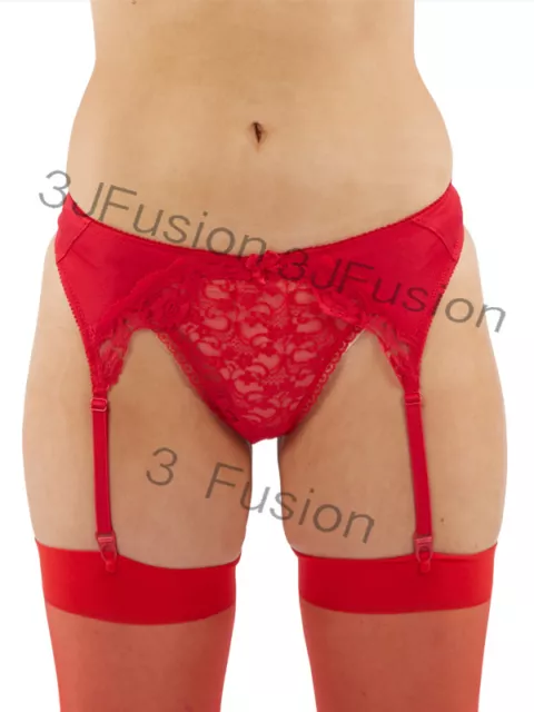 Classified Red Nylon/Lace Suspender Belt with colour coated metal suspender ends