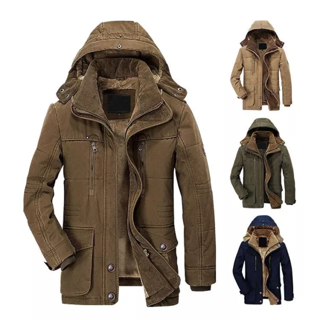 Mens Coats Winter Padded Jacket Warm Casual Overcoat Thick Thermal Outwear Hood