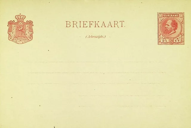 Suriname 2½ C Fein Ungebraucht Postal Karte
