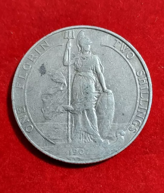 1907 Edward VII Silver Two Shillings Florin Coin