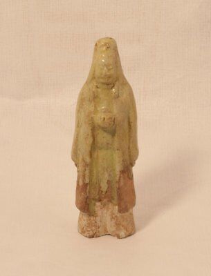 Sui-Tang Dynasty straw glazed pottery figure of an attendant