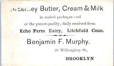1880s Milk Man for Echo Farm Dairy Litchfield CT Brooklyn Business Card Ad