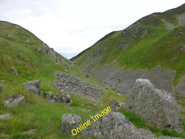 Photo 6x4 Crags and scree at Tinnis Castle Drumelzier/NT1334 The view fr c2013