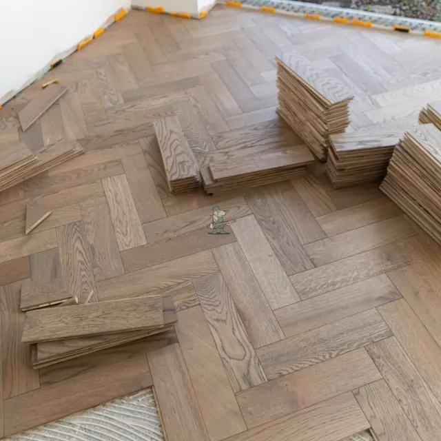 🔥 Dolcevita 15mm Frozen Rustic Oak Herringbone Parquet Engineered Wood Flooring